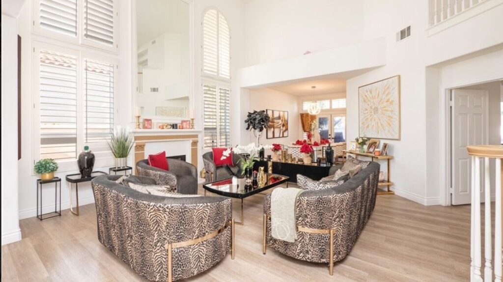 real estate agent Lake Forest interior shot of living room of home for sale