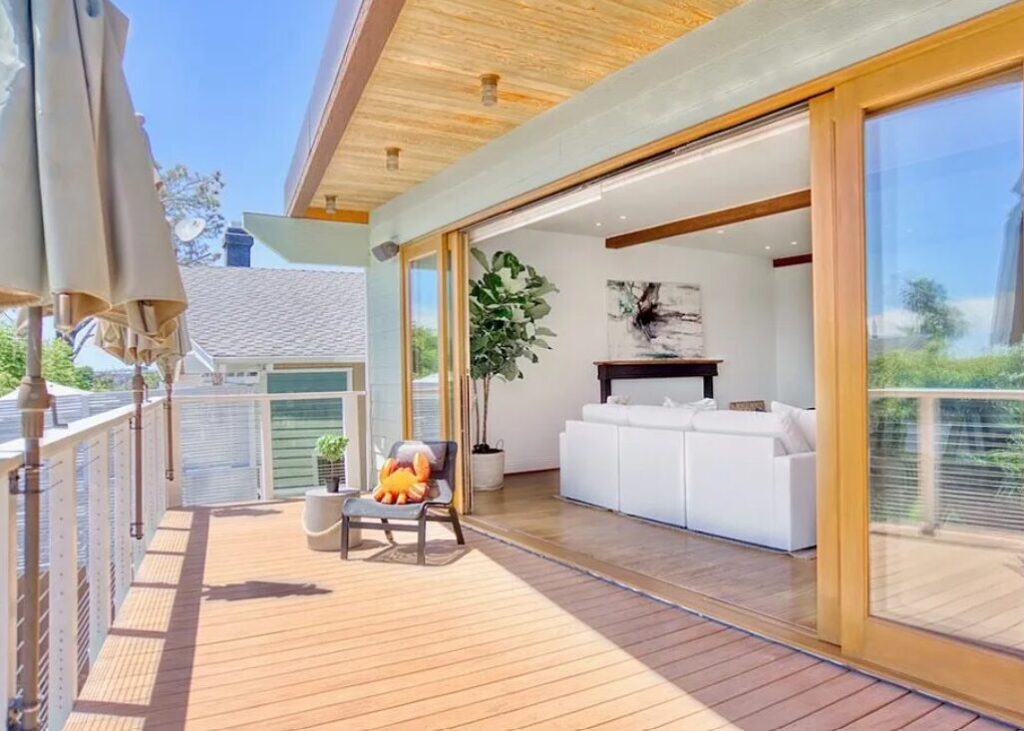 Primary suite with La Cantina doors staged for showing