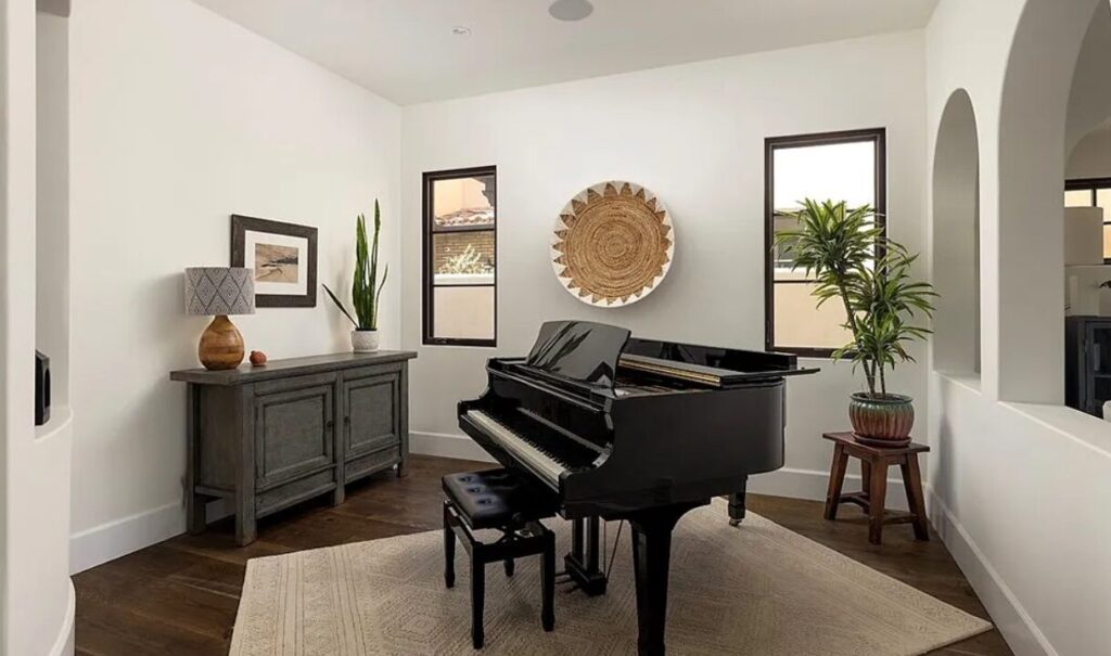music room in Dana Point home listed for sale